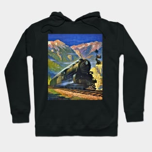 Train & Montana Rockies, Northern Pacific 1920s Gustav Wilhelm Krollmann Hoodie